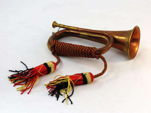 Vintage Copper and Brass bugle with rope decoration - similar to British Army bugles used in WW1