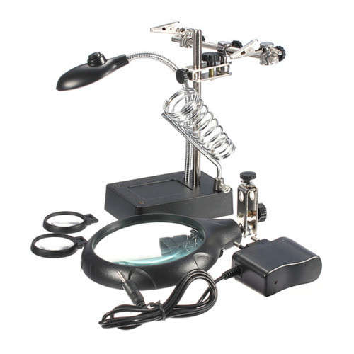 New arrival Magic 5 LED Light 10X Magnifier Desk Lamp Alligator Auxiliary Clip Stand Desktop Magnify