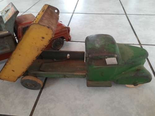 X2 old vintage metal trucks