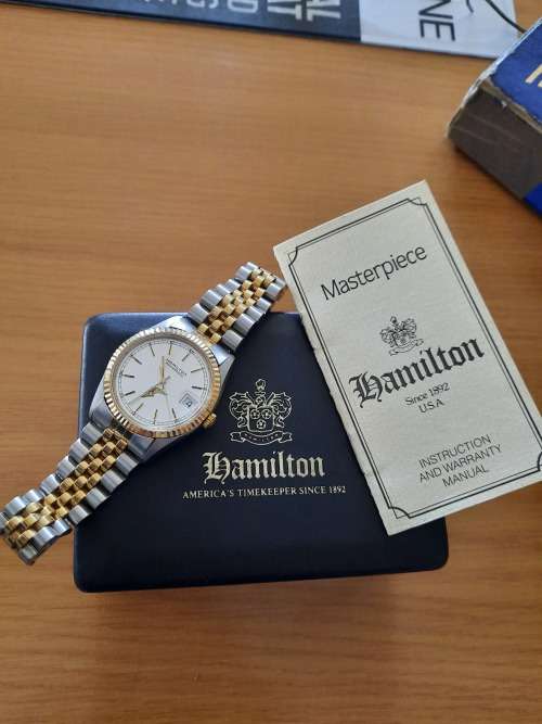 Vintage Hamilton masterpiece mens watch plus box and warranty manual
