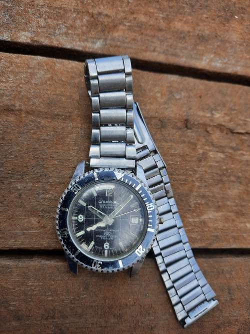 vintage men's cardinal submarine  super waterproof 200 vacuum tested tritum