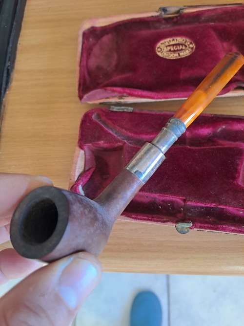 vintage  silver smoking pipe. and lighter