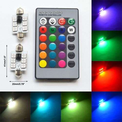 Bulk of 6 // RGB Auto Remote Controlled Colorful Led Interior Light (pair)