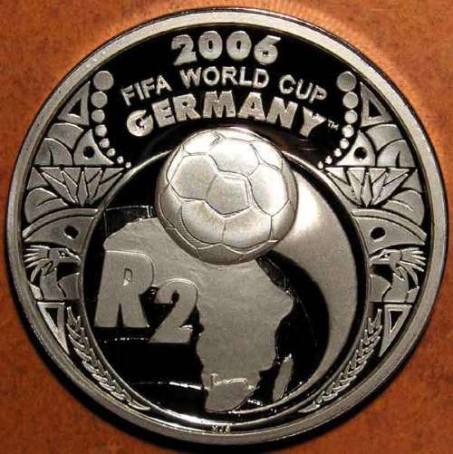 Proof Silver 2 Rand (Crown) 2005 in Case with CoA - Soccer World Cup