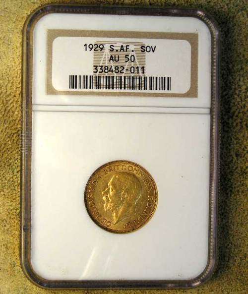 SA Union: 1929 King George V Gold Full Sovereign * NCG AU-50 *