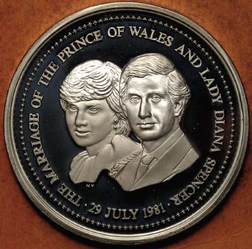 South Africa: 1981 Prince Charles & Lady Diana Spencer Marriage Cased Silver Medal