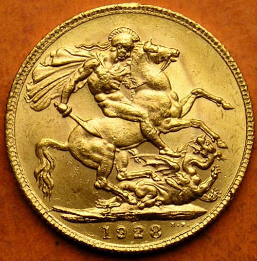 1928-SA Gold Sovereign (Pound) of King George V