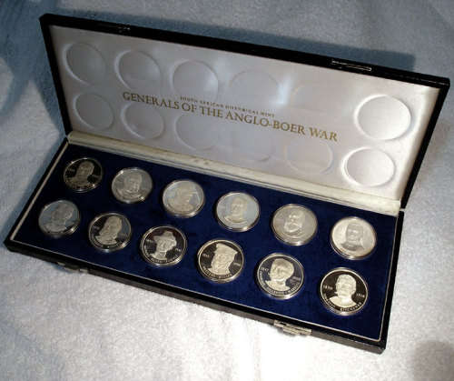 Generals of the Anglo-Boer War - Cased Set of 12 Sterling Silver Medals