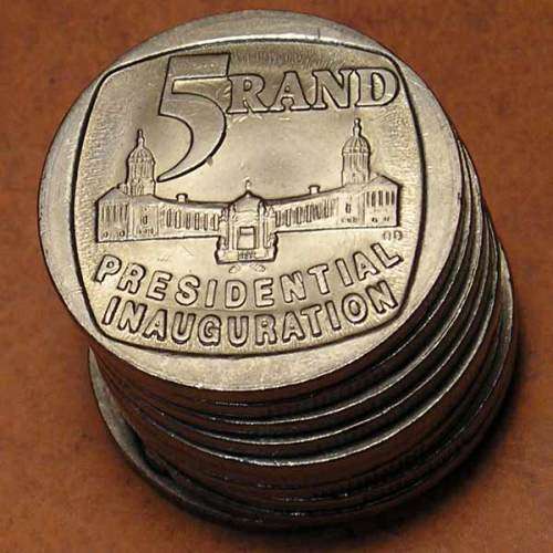 RSA: 1994 Ten (x10) Mandela Inauguration 5 Rand Coins * HIGH GRADE * Bid per Coin to Take All *