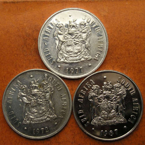 Three (x3) Silver Rand Coins:1972, 1977, 1987 * BID PER COIN *