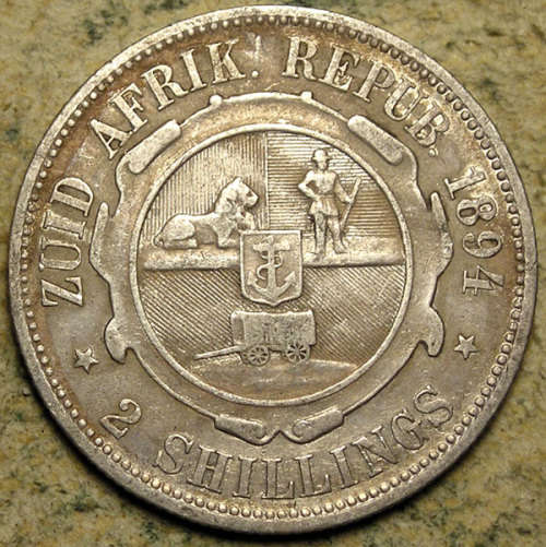 ZAR: 1894 Paul Kruger Silver 2 Shillings