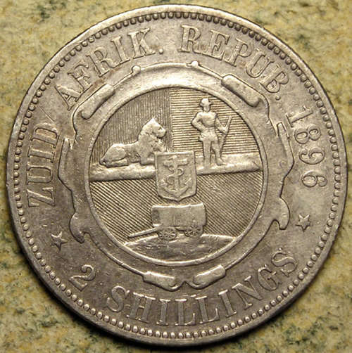 ZAR: 1896 Paul Kruger Silver 2 Shillings