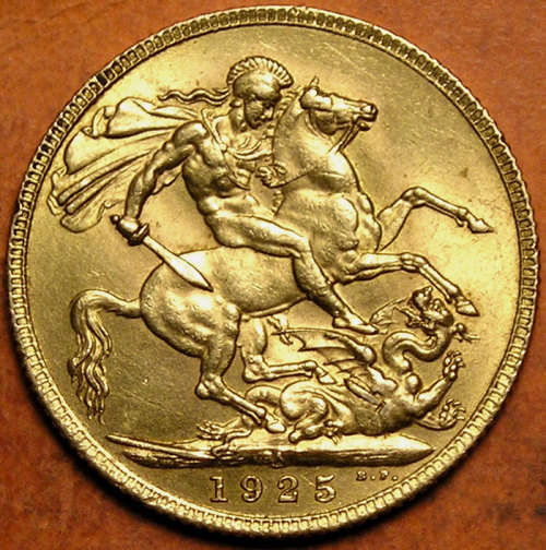 1925-SA King George V Full Gold Sovereign (Pound)