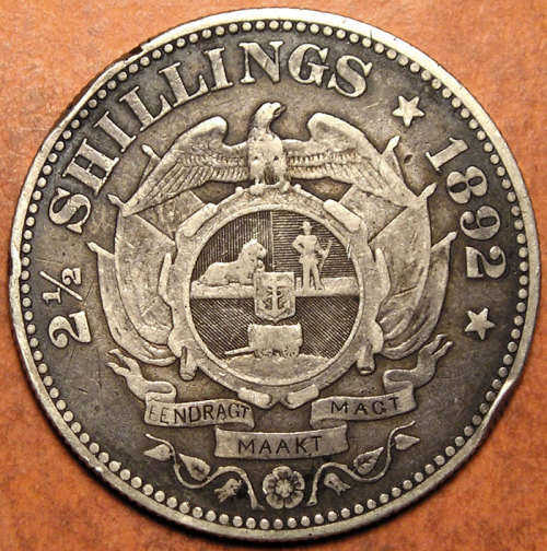 ZAR: 1892 Kruger Silver 2½ Shillings