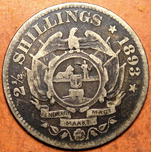 ZAR: 1893 Kruger Silver 2½ Shillings