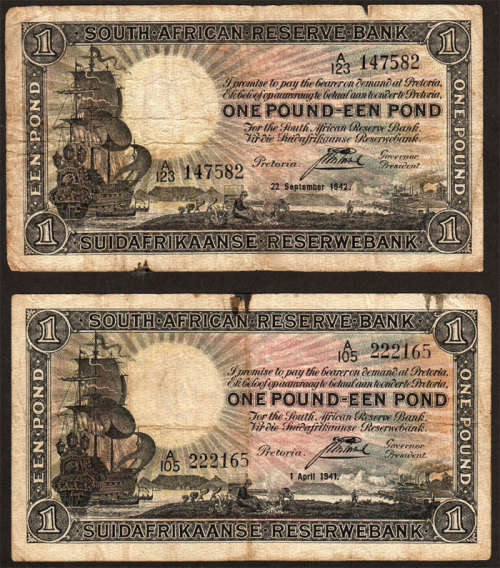 Union: 1941 and 1942 One Pound Banknotes