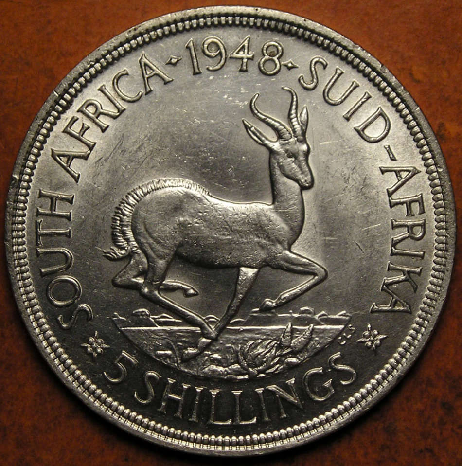 SA Union: 1948 King George VI Silver 5 Shillings * NICE *