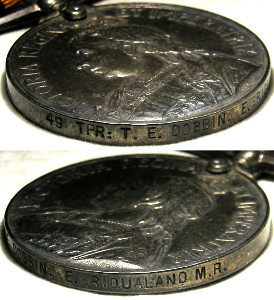 Boer War QSA Medal to Trooper Thomas Edward Dobbin East Griqualand Mounted Rifles