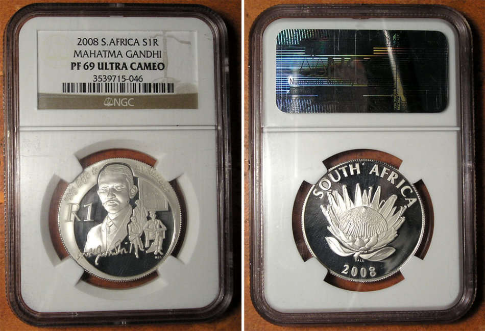 2008 Proof Silver Rand: MAHATMA GANDHI * NGC PF69 UC *