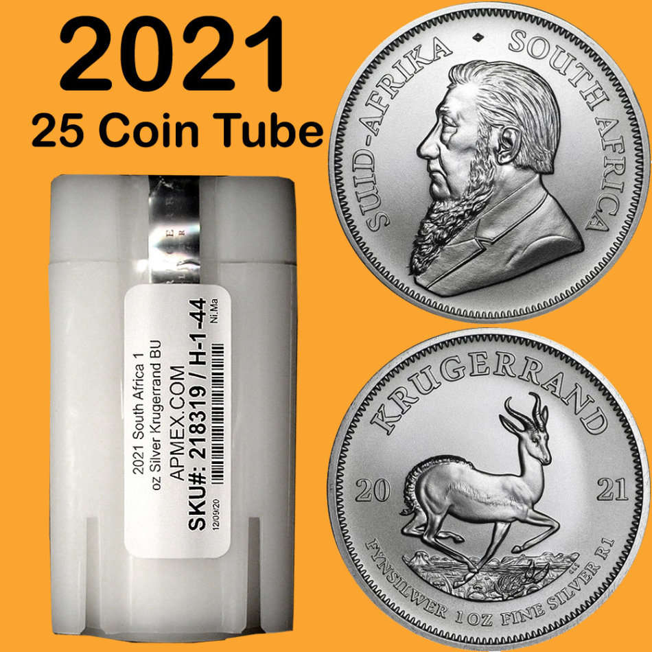 2021 * NEW * Silver Krugerrand 1 oz Fine Silver - 25 Coin Tube * BU *