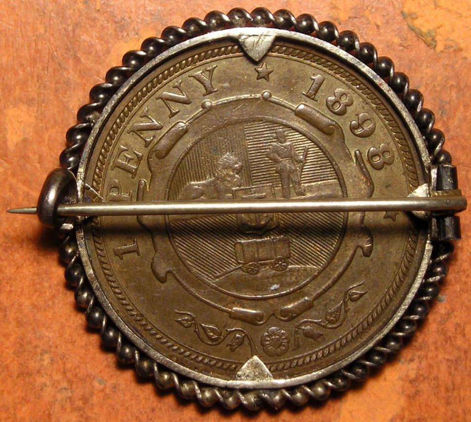 ZAR: 1898 Kruger Silver Penny made into a Boer War Souvenir Brooch
