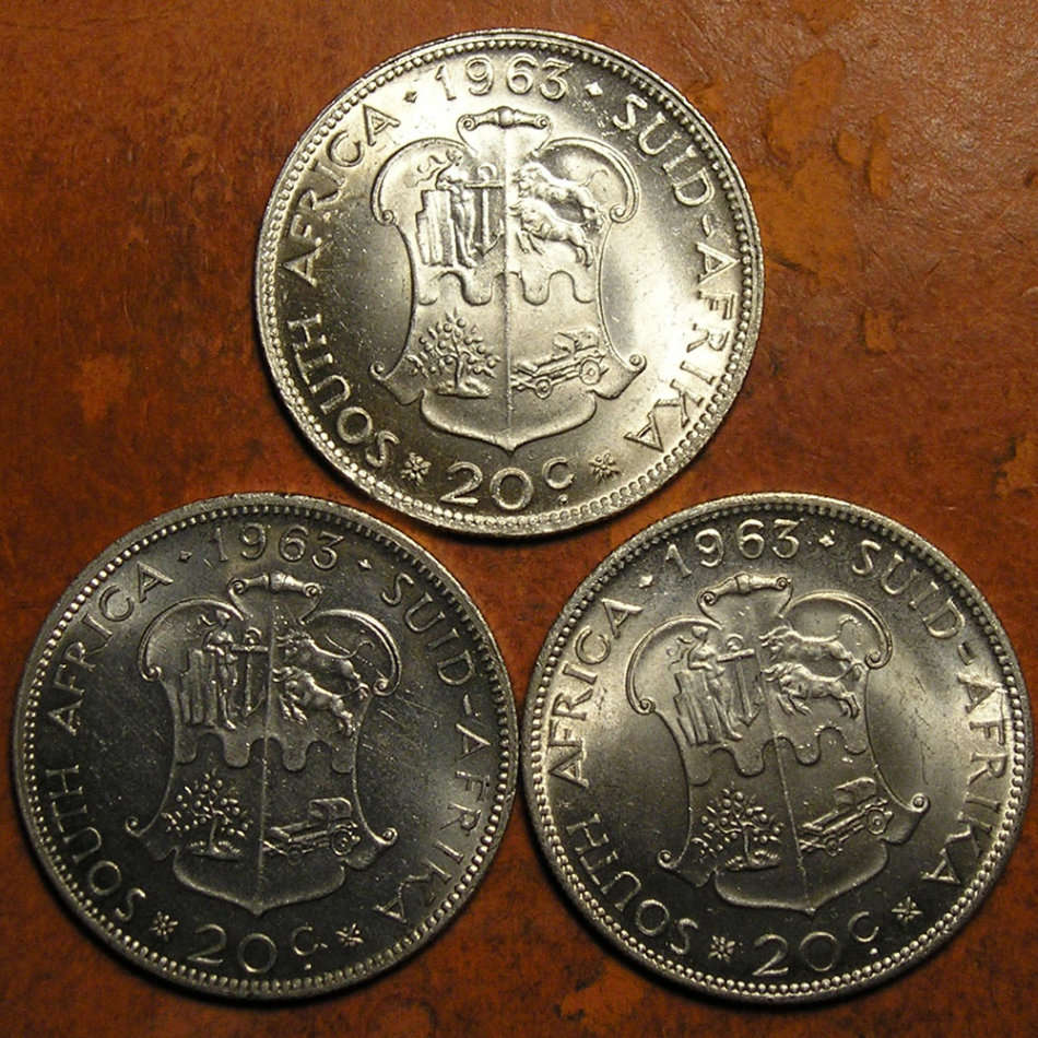 Three 1963 Silver 20 Cents Coins * Nice *