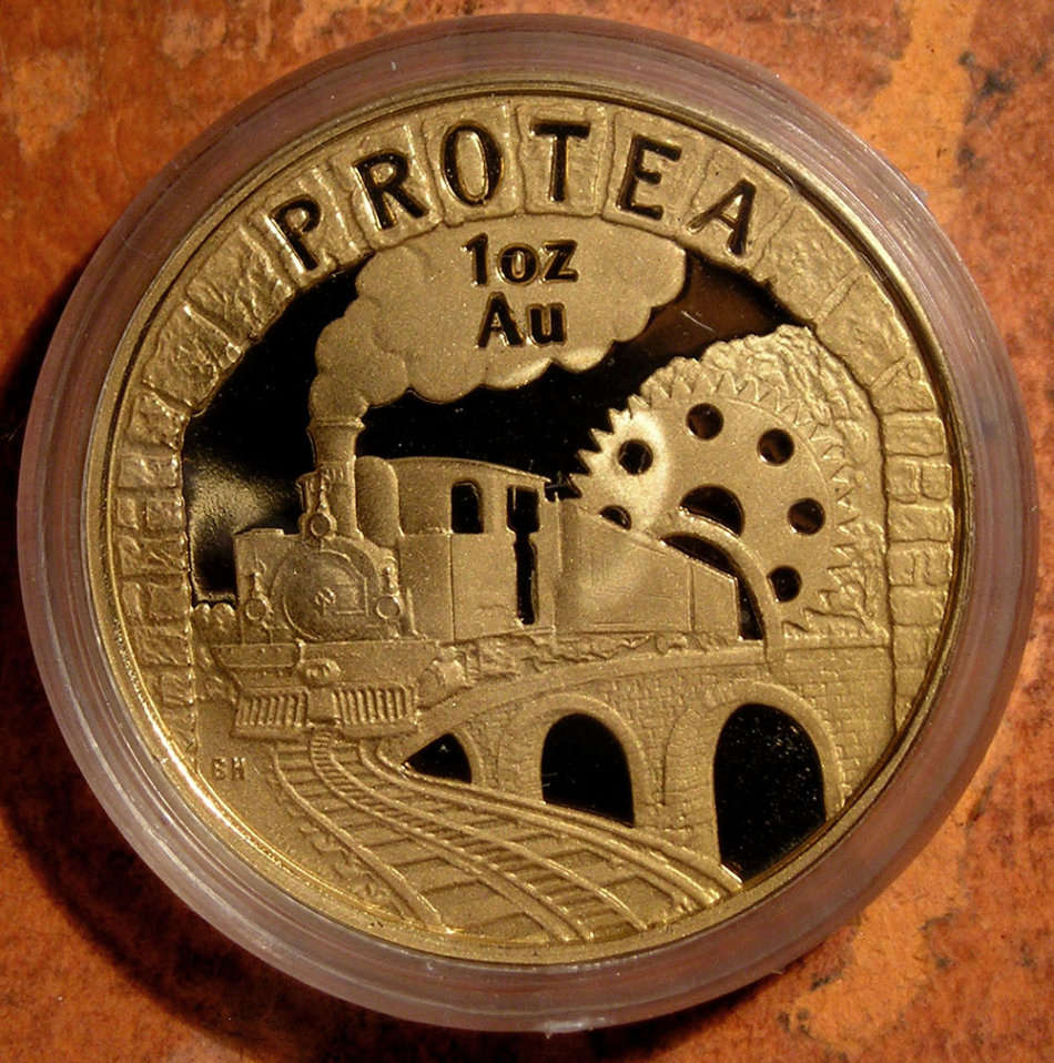 1995 1 oz Gold Proof Protea Railway in Case with Certificate