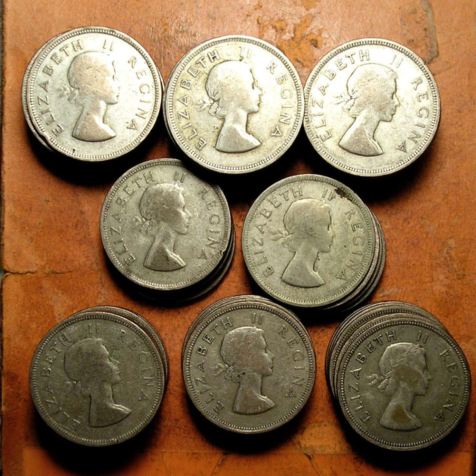 Sixty Three (x63) Queen Elizabeth II Silver (50%) 2 1/2 Shillings