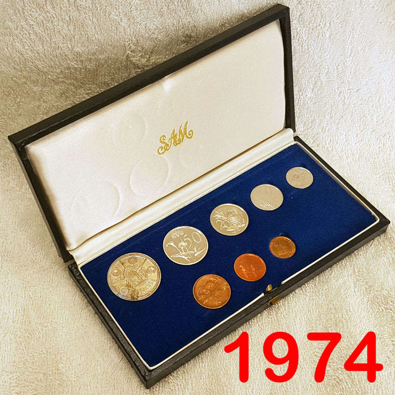 1974 Short Proof Set in SAM Case with SA Mint 50th Anniversary Silver Rand