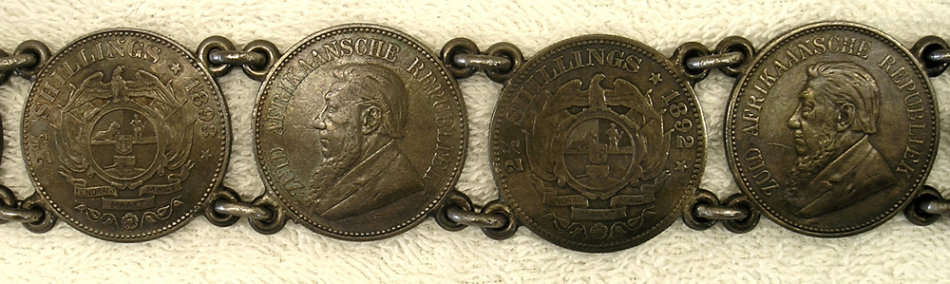 Boer War: A Magnificent Money Belt made from Eighteen (x18) Silver ZAR Halfcrowns - Length 57cm