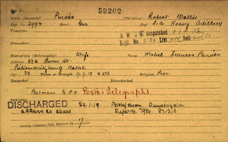 WWI War & Victory Medals to Private PW  Purves 4th SAI Wounded in Action