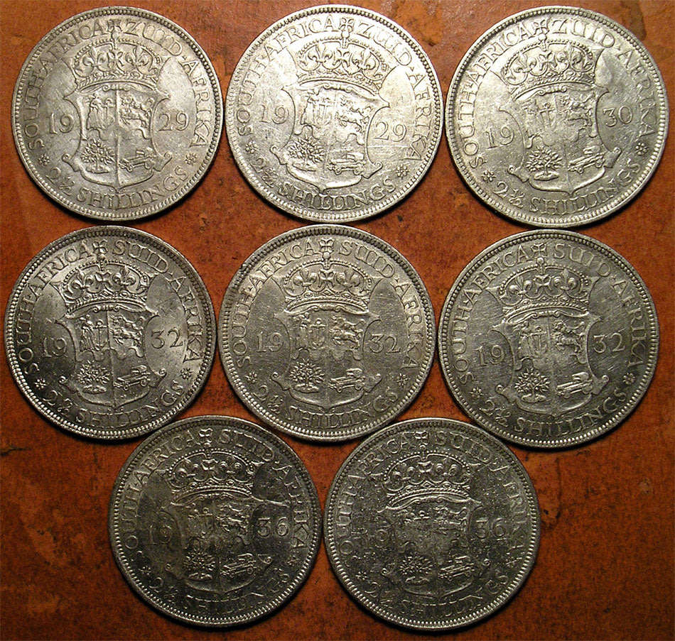 8 x King George V Silver 2 1/2 Shillings * F+ to VF ** One Bid for All *