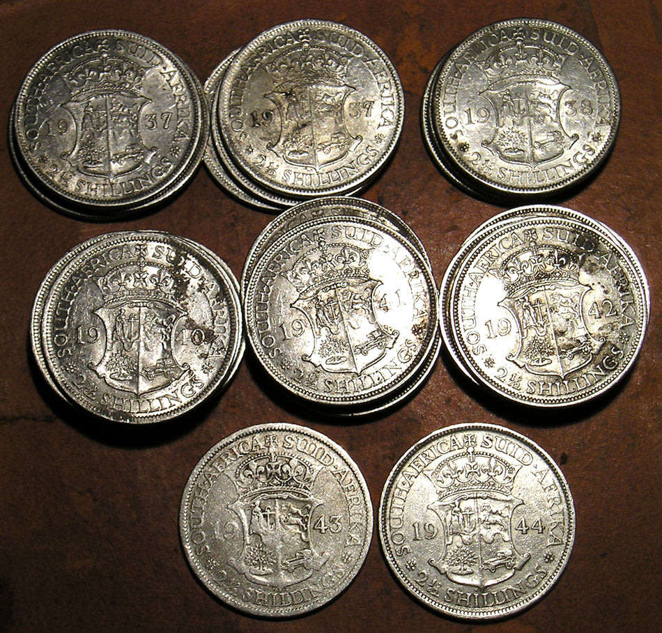 24 x King George VI 80% Silver 2 1/2 Shillings * 339 gm ** One Bid for All *