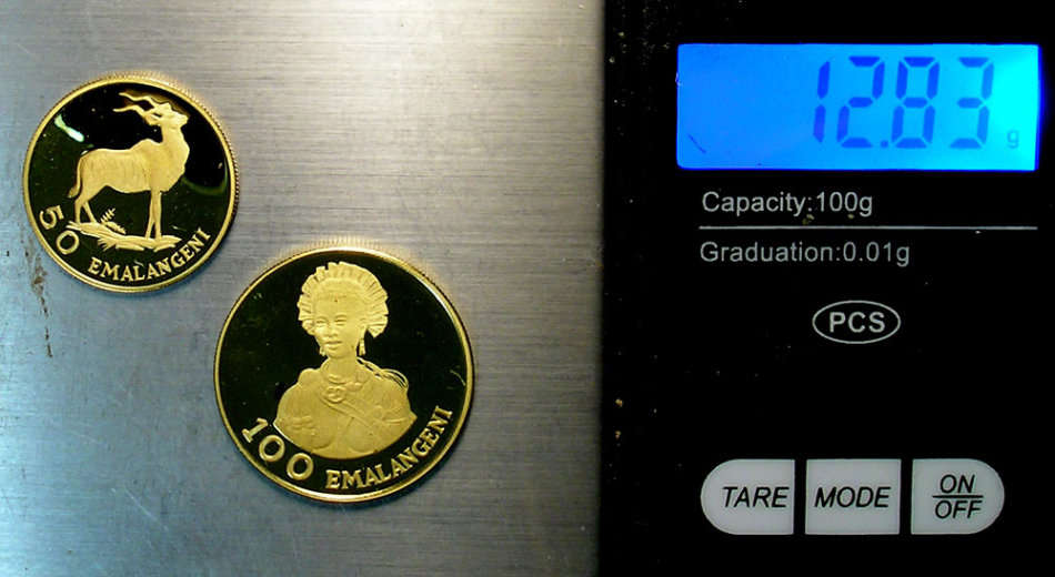 Swaziland: 1975 King Sobhuza II 75th Birthday Cased Proof Gold Twin Set * 0.37 Troy Oz *