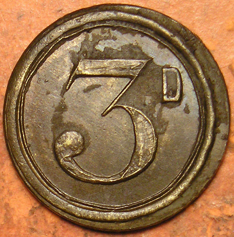 South Africa: Kleiman &  Finchen Three Pence (3d) Token