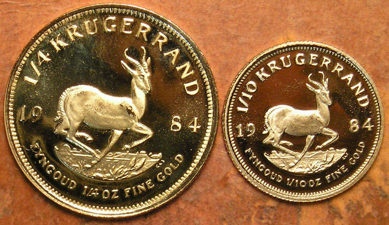 1/4 oz and 1/10 oz Proof Gold Krugerrand Twin Set 1984