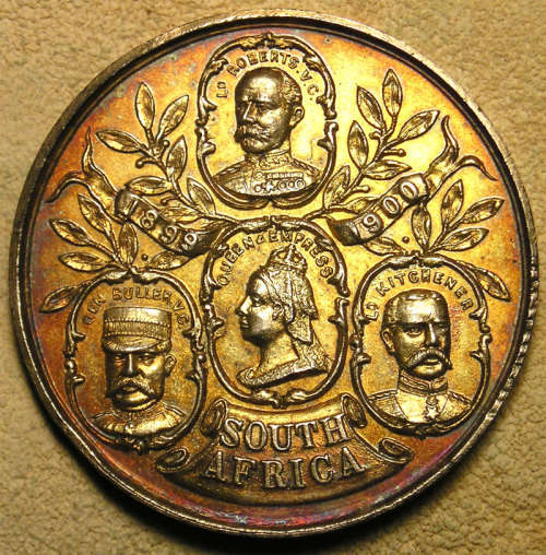 Boer War: 1900 Victory Liberty & Peace / Queen Victoria & 3 Generals Cased Medal