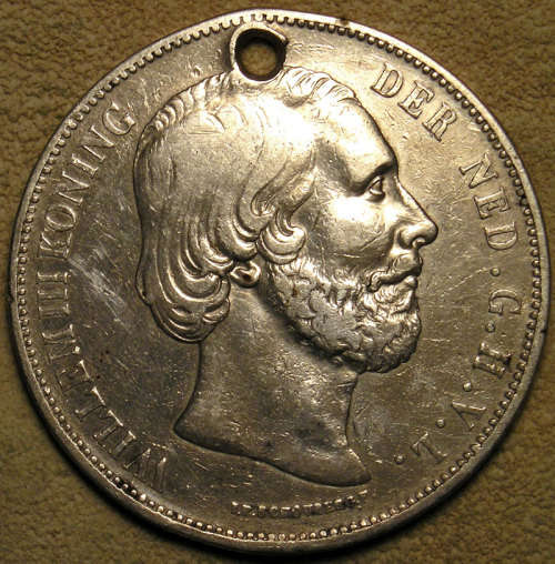 Netherlands: 1871 Willem III Silver 2 1/2 Crown-Sized Silver Gulden