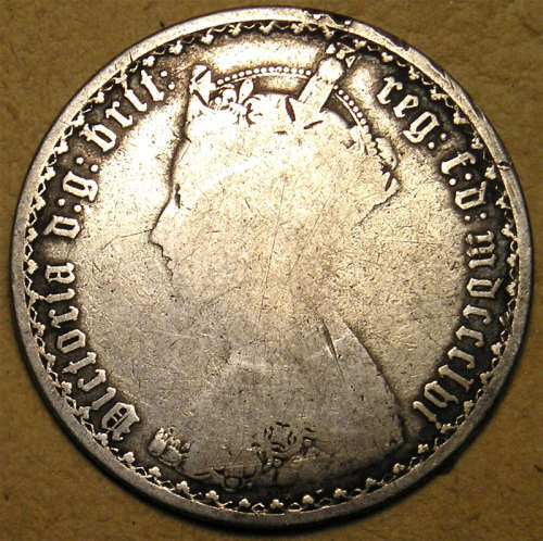 Great Britain: 1856 Queen Victoria Silver Gothic Florin