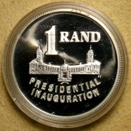 1994 Mandela Presidential Inaguration Proof Silver Rand in SAM Case