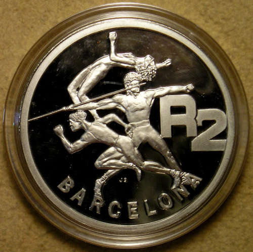 1992 Silver Proof 2 Rand in SAM Case - Barcelona Olympics