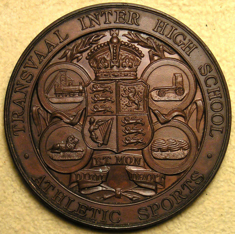 Transvaal: 1911 Inter High School Athletic Sports Large Cased Award Medal