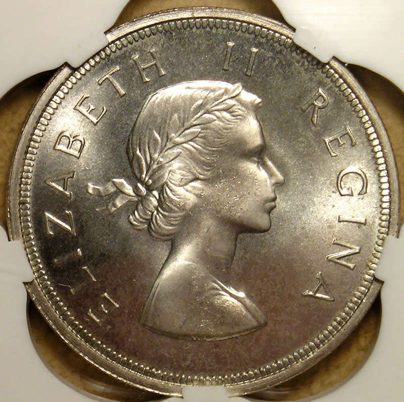1957 Queen Elizabeth II Silver 5 Shillings * SANGS SS 65 *