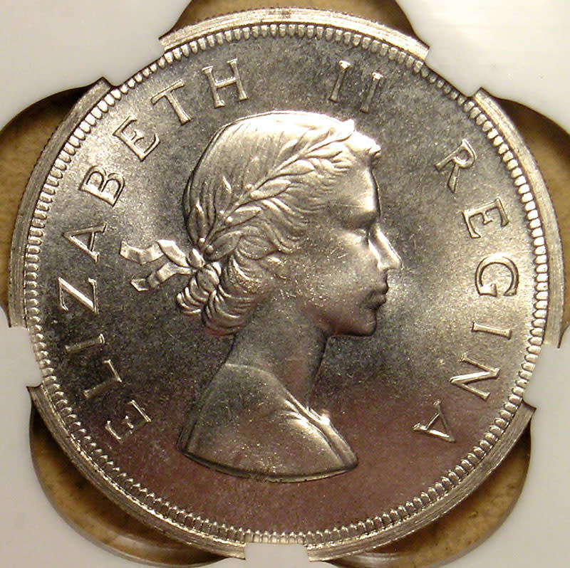1958 Queen Elizabeth II Silver 5 Shillings * SANGS SS 66 *