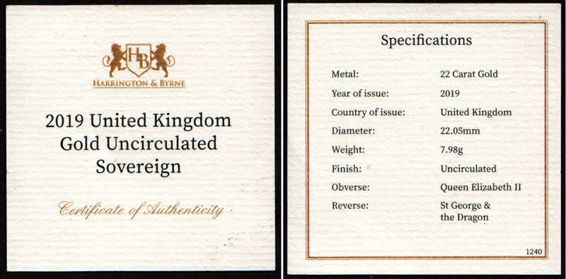 Great Britain: 2019 Queen Elizabeth II Gold Sovereign
