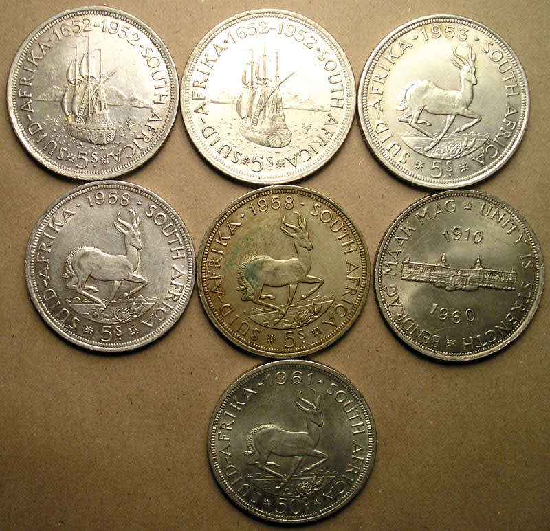 Seven (x7) Silver 5 Shillings / 50 Cents * Bid per Coin to Take All *