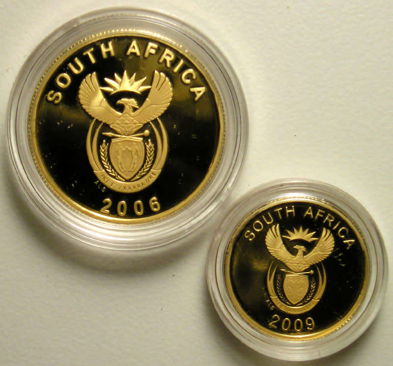 South Africa FIFA World Cup 2010 Mascot Proof Gold Set 1/4 & 1/10 Troy Ounces