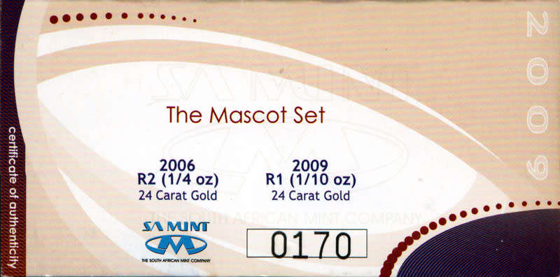 South Africa FIFA World Cup 2010 Mascot Proof Gold Set 1/4 & 1/10 Troy Ounces