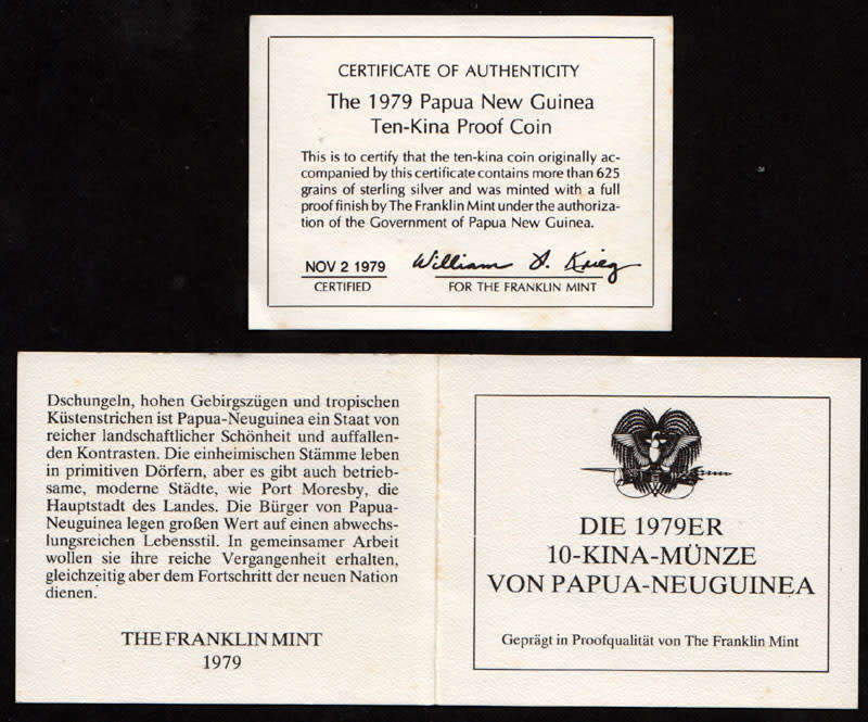 Papua New Guinea: 1979 Proof Silver 10 Kina * 1.23 Troy Oz *