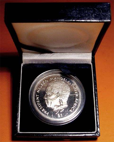 Liberia: 1994 President Nelson Mandela Dollar - Encapsulated  in Case * PROOF *